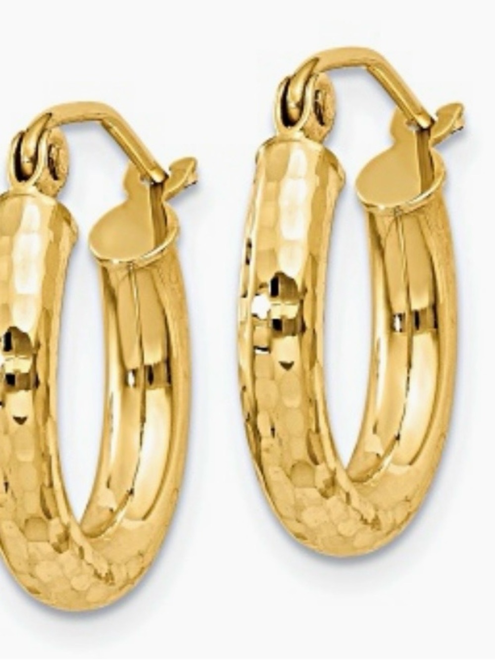14k Solid Yellow Gold Diamond
Cut Textured Round Hoop Earrings
Marked - Picture 14 of 14